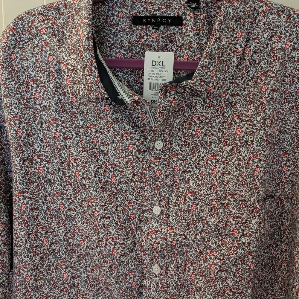 Men's Floral Shirt - Red and White
